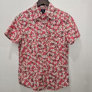 Printed short-sleeve slim flex casual shirt